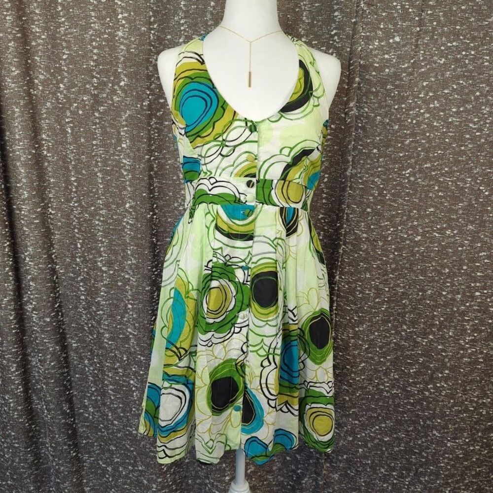 Aryeh by Anthropologie Y2K Floral Button Front Halter Dress Women's‎ Large